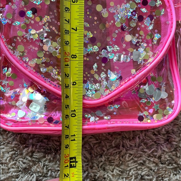 Claire's NWT Sparkling Mini Pink Heart Backpack - Picture 9 of 10